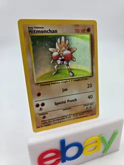 HItmonchan 7/102 Base Set Holo Rare Vintage 1999 Pokemon Card MP/HP - Image 2