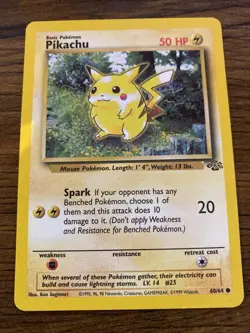 Pokemon Pikachu TCG Jungle Card 60/64 Unlimited Common - Image 1