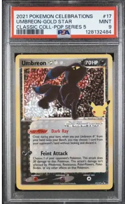 2021 Pokemon Celebrations #17 Umbreon-Gold Star Classic Coll-Pop Series 5 PSA 9 - Image 1