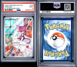 PSA 9 MINT 2025 POKEMON WHT EN-WHITE FLARE #136 PURRLOIN ILLUSTRATION RARE - Image 3