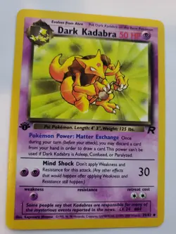 Dark Kadabra 1st Edition Team Rocket Non Holo Pokemon Card Base WOTC NM + - Image 1