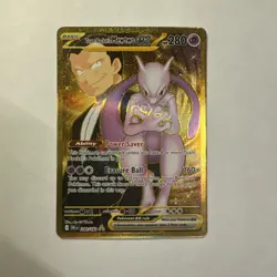Destined Rivals Gold Team Rockets Mewtwo EX Hyper Rare Card 240/182 - Image 1