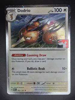 Pokemon TCG Dodrio 085/165 SV 151 Prize Pack Series Stamp Rare NM! - Image 1