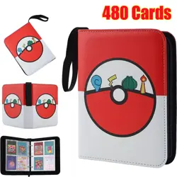 Pokemon Card Folder 4 Pockets Trading Album 480 Cards Portfolio Binder Wallet UK - Image 1