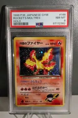 Pokemon Japanese Card Rocket's Moltres No.146 Holo Rare Gym 1998 PSA 8 NM-M - Image 1