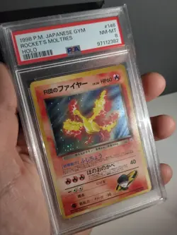 Pokemon Japanese Card Rocket's Moltres No.146 Holo Rare Gym 1998 PSA 8 NM-M - Image 2