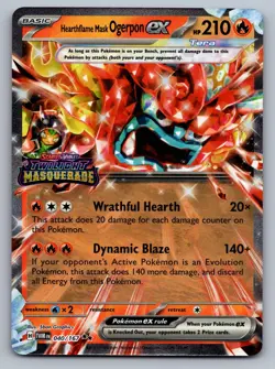 Hearthflame Mask Ogerpon ex (Twilight Masquerade Stamp) 040/167 Holo Pokemon NM - Image 1