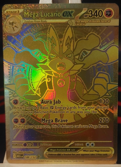 Mega Lucario EX 188/132 Mega Evolution Secret Rare Full Art Gold Pokemon TCG - Image 1