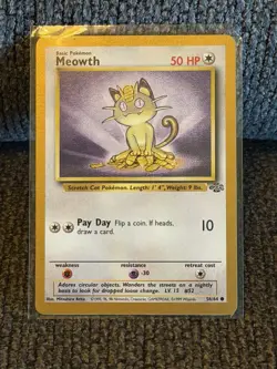 Meowth - 56/64 - Jungle Set - Gold Border US Promo - Pokemon Card NM - Image 1