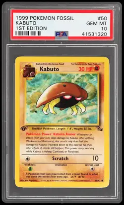1999 Pokemon Fossil Kabuto #50 PSA 10 1st Edition Gem Mint - Image 1