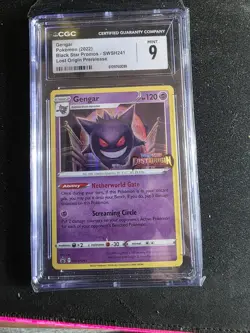 CGC 9 Pokemon TCG Gengar Black Star Promo SWSH241 Lost Origin Prerelease Holo - Image 1