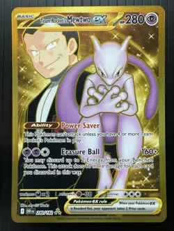 Pokemon Team Rocket's Mewtwo ex 240/182 Gold Hyper Rare Destined Rivals (NM) - Image 1