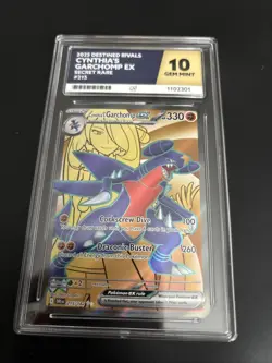 Pokemon TCG Cynthia's Garchomp EX 215/182 Destined Rivals Ace 10 Gem Mint - Image 1