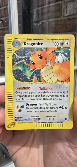Pokemon TCG Dragonite Holo Card 9/165 Expedition Base Set Hp - Image 2