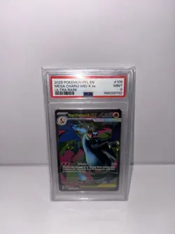 Pokemon 2025 PFL EN Mega Charizard X ex Ultra Rare #109 PSA 9 - Image 1