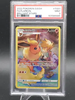 2022 POKEMON SWORD & SHIELD BRILLIANT STARS #TG01/TG30 FULL ART/FLAREON PSA 9 - Image 1