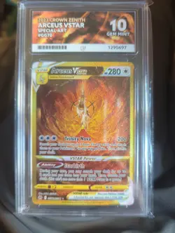 Pokemon TCG: Arceus v Star GG70/GG70 English Crown Zenith Ace Graded 10 - Image 1