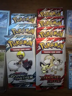 Pokemon 2025 Holiday 8 Stamped Promos COMPLETE SET & SEALED 7 Fun Packs - Image 4
