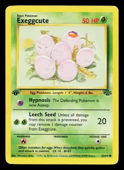 EXEGGCUTE 52/64 COMMON JUNGLE POKEMON 1ST EDITION HP - Image 1