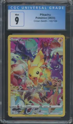 Pokemon TCG Pikachu 160/159 Crown Zenith Secret Rare CGC 9 - Image 1