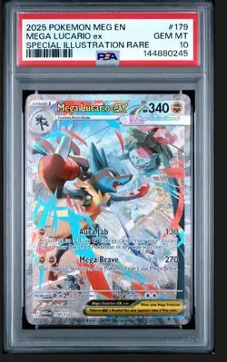 Pokemon TCG Mega Lucario ex SIR 179/132 Mega Evolution PSA 10 - Gem Mint - Image 1