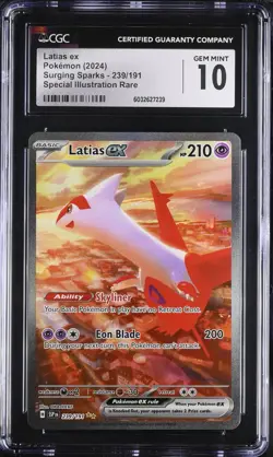 CGC 10 GEM MINT Latias ex 239/191 Surging Sparks Special Illustration Pokemon - Image 1