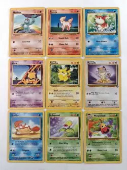 Vintage Pokemon Pikachu Lot Of 9 WOTC Base Set Jungle FossilUnlimited MP - Image 1