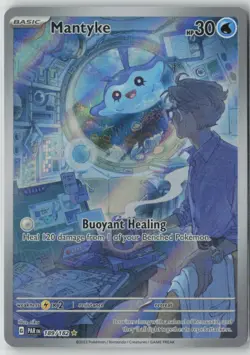 Pokemon TCG Mantyke 189/182 SV04 Paradox Rift Illustration Rare Full Art Holo NM - Image 1