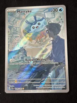 Pokemon TCG Mantyke Paradox Rift 189/182 Holo Illustration Rare Card NM - Image 1