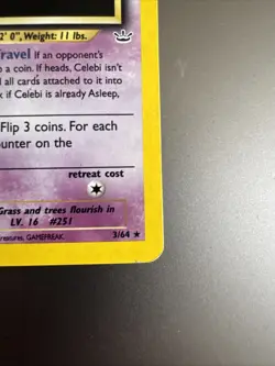 Pokemon Celebi Holo Neo Revelation 3/64 LP Rare Pokemon Card - Image 4