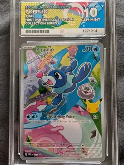 Pokemon Card Popplio#45 First partner Illustration Rare Ace Grading 10 - Image 1