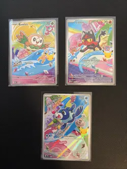 Alola First Partner Illustration Collection Set [Rowlet 43/Litten 44/Popplio 45] - Image 1