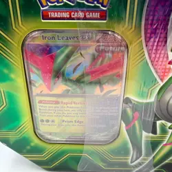 Pokemon TCG Paradox Clash Tin Iron Leaves ex Factory Sealed New 5 Booster Packs - Image 2