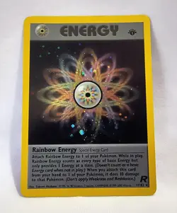 1st Edition Rainbow Energy 17/82 - Team Rocket - Holo Trainer - Pokemon TCG - NM - Image 1