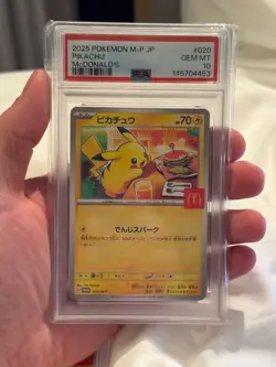 2025 POKEMON JPN M-P PROMO MCDONALD'S #020 PIKACHU PSA 10 Japanese Burger - Image 3