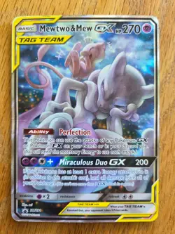 Pokemon TCG Mewtwo & Mew GX SM191 Sun & Moon Promo English Card CREASE - Image 1