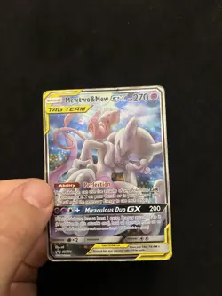 Mewtwo & Mew GX SM191 Tag Team Black Star Promo Sun & Moon Pokemon TCG Damaged - Image 2