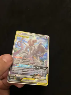 Mewtwo & Mew GX SM191 Tag Team Black Star Promo Sun & Moon Pokemon TCG Damaged - Image 3