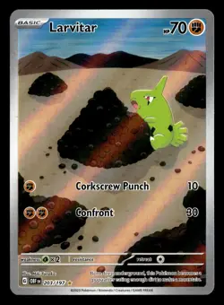 Larvitar 203/197 Holo Illustration Rare Obsidian Flames Pokemon Card - Image 2