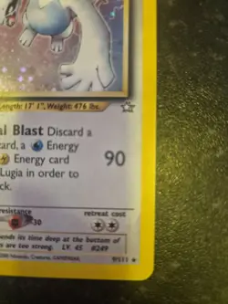 Pokemon TCG Lugia Neo Genesis Holo Card 9/111 Unlimited Rare - Image 4