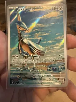 Pokemon TCG Skarmory 209/191SV08: Surging Sparks Holo Card, Near Mint Condition - Image 1