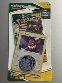 Pokemon Sword & Shield Evolving Skies Eevee Promo Card Blister Pack with Coin - Image 1