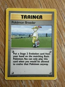 Pokemon Breeder Trainer Card 76/102 Base Set Rare WOTC MP - Image 1