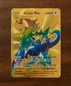 Arceus VMAX Gold Foil Metal Pokemon Display Card Fan Art Collectible - Non TCG - Image 1