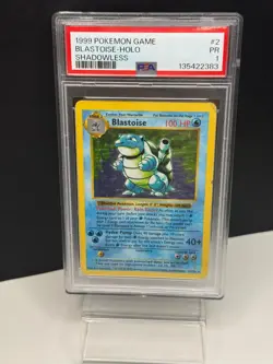 Pokemon Blastoise Holo 2/102 Base Set Shadowless PSA 1 - Image 1