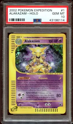 PSA 10 GEM MINT Alakazam 1/165 HOLO RARE Expedition Base Set Pokemon Card - Image 1