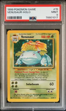 Venusaur Holo Rare 🍃 Base Set 1999 unlimited #15/102 - PSA 9 Graded 🌟 - Image 1