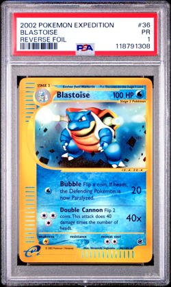 PSA 1 2002 Expedition Blastoise Reverse Holo Foil 36/165 WOTC E-Reader Pokemon - Image 1