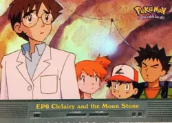 Pokemon EP6 Clefairy And The Moon Stone Card Holo Topps TV Animation Blue Logo - Image 1