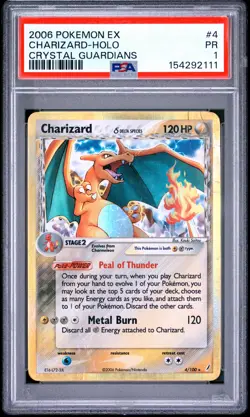 POKEMON CHARIZARD HOLO 4/100 NINTENDO EX CRYSTAL GUARDIANS 2006 PSA 1 - Image 1